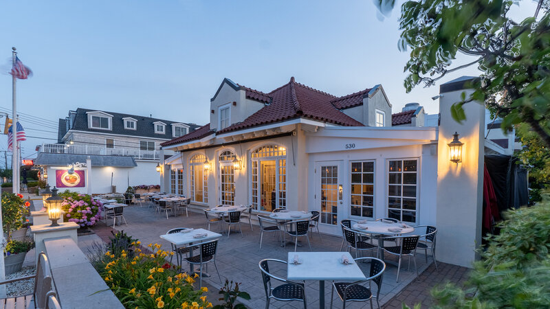 Outside view of restaurant with patio dining area